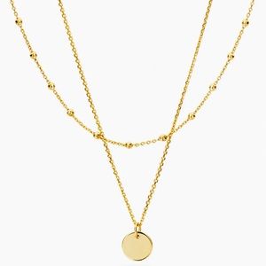 Ana Luisa 14K gold plated layered necklace. Pendant and dot chain.